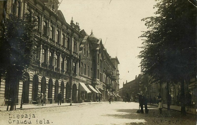 latvia, LIEPAJA LIBAU, Graudu Iela, Grain Street (1929) RPPC Postcard