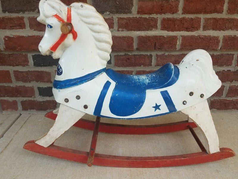 Early 1940's Antique Buddo The Happi-Time Rocking White Horse Sears Roebuck  