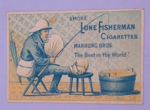 1800s Lone Fisherman Smoking Tobacco Segars Marburg Rieser Savannah Trade Card