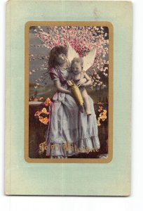 To My Valentine Postcard 1907-1915 Woman Holding Baby Dressed as Cherub