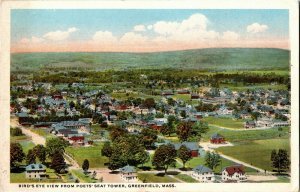 Aerial View From Poets Seat Tower Greenfield MA Vintage Postcard B06