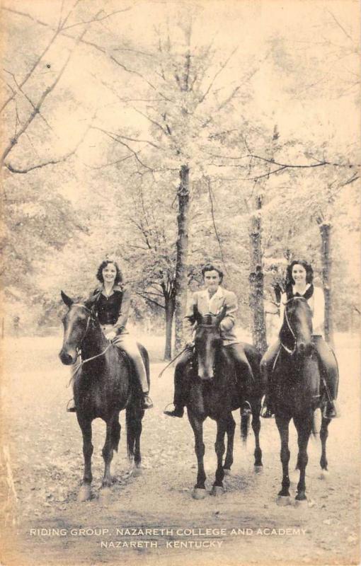 Nazareth Kentucky College Horse Riding Group Antique Postcard K77339
