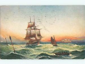 Divided-Back BOAT SCENE Great Nautical Postcard AB0376