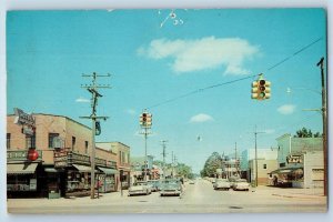 Roscommon Michigan MI Postcard Street Scene Business Section 1954 Vintage Cars