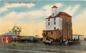 H39/ Mt Pleasant Michigan Postcard c1916 Chicory Plant Factory Wagons