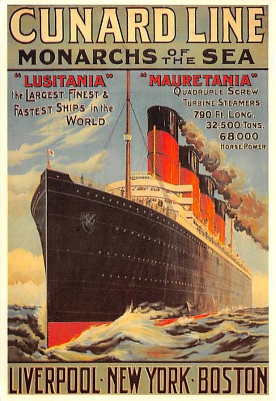 RMS Lusitania & Maurentania Modern Cunard Line Ship Steamer Unused 