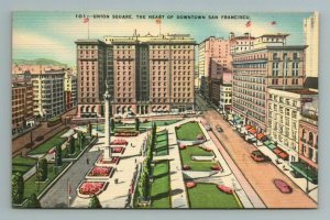 Union Square, The Heart of Downtown San Francisco, California, Postcard