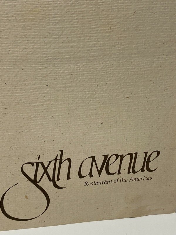 Vintage Sixth Avenue Restaurant of the Americas Menu Louisville Kentucky