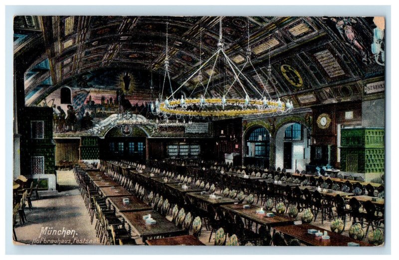 1907 Hofbrauhaus Festsaat Munchen Germany Antique Posted Postcard 