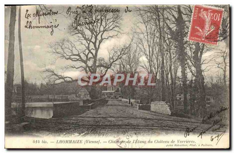 Old Postcard L & # 39Hommaize Chausee L & # 39Etang the Chateau de Verrieres