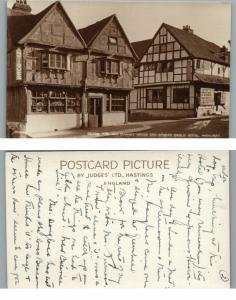 VINTAGE RPPC REAL PHOTO POSTCARD OLD MARKET HOUSE SPREAD EAGLE HOTEL MIDHURST UK