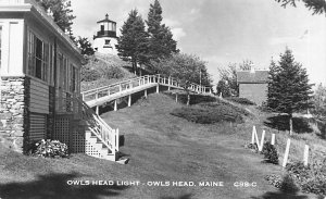 Owls Head Light C98-C  Light House, Real Photo Postcard