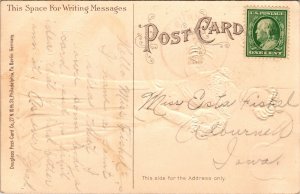 Embossed Postcard State of Ohio Woman Wearing Purple Dress Shields~139914