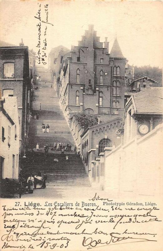 Liege Belgium birds eye view les Escaliers de Bueren antique pc Z19615