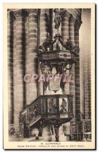 Postcard Old Quimperle Holy Cross Church wooden chair carved 17th