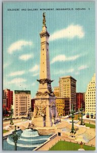 Vtg Indianapolis Indiana IN Soldiers & Sailors Monument 1940s View Postcard