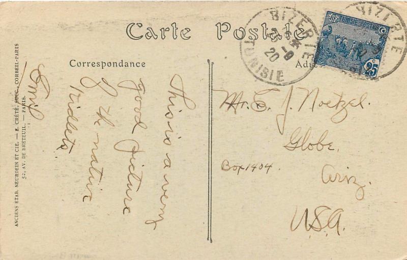 1920 Bizerte Tunisia Postmark On Petite Bedouins Postcard. Wine Bottle