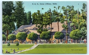 COEUR d' Alene, ID Idaho ~ U. S. O. CLUB BUILDING c1940s Linen Postcard