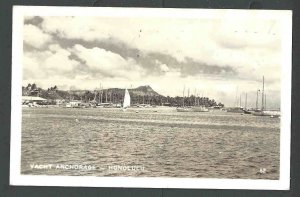 1950 RPPC* Yacht Anchorage Honolulu Hi