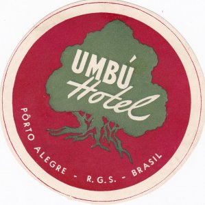 Brasil Porto Alegre Umbu Hotel Vintage Luggage Label sk2858