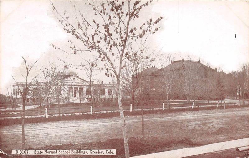 GREELEY COLORADO NORMAL SCHOOL BUILDINGS ALEXANDER & HUNTER PUBL POSTCARD 1908