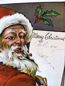Santa Claus Making Notes Postcard Christmas S Langsdorf F.P.K. 1309 Germany 1907