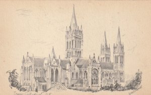 TRURO CATHEDRAL, Cornwall - Vintage POSTCARD (Drawing)