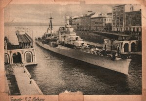 Vintage Postcard 1910's R.J. Bobrano Battle Ship Taranto