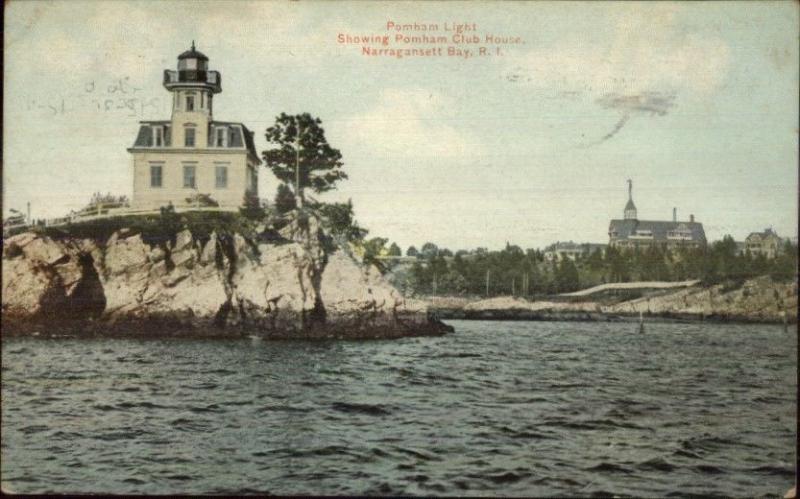 Narragansett Bay RI Pomham Lighthouse c1910 Postcard