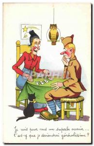 Old Postcard Illustrator Army Humor Fortuneteller