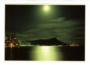 HI - Honolulu. Waikiki Beach & Diamond Head by Moonlight   (continental size)