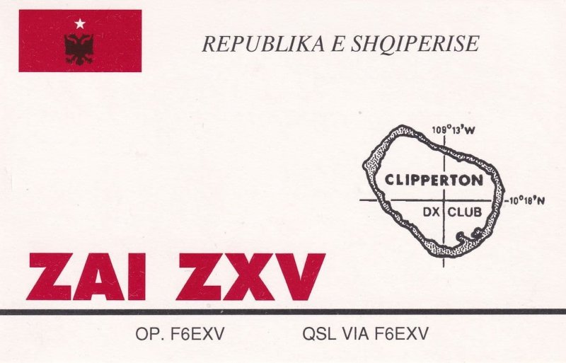 Republika E Shqiperise Albania QSL Radio Clipperton Club DX Postcard Card