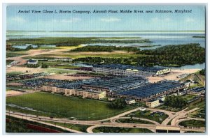 Aerial View Glenn L. Martin Co Aircraft Plant Middle River Baltimore MD Postcard