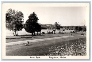 1975 Town Park Lake Shelter View Rangeley Maine RPPC Photo Posted Postcard 
