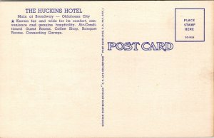 Linen Postcard The Huckins Hotel and Connecting Garage Oklahoma City~4111