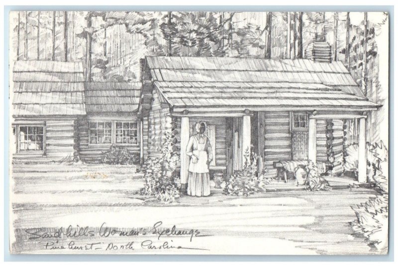 1986 Sand Hills Woman's Exchange Drawing Pinehurst North Carolina NC Postcard