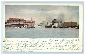 1909 Mouth of Chicago River Illinois IL Glitter Morgan Park Postcard 