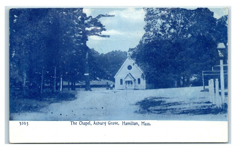 Postcard The Chapel, Asbury Grove, Hamilton, Mass (blue tint) Y65