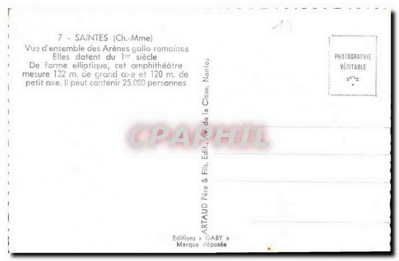 Old Postcard Saintes Ch Ms. Overview Arenes Gallo Roman