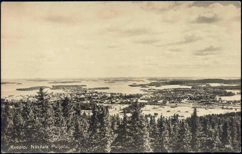 finland suomi, KUOPIA, Näköala Puijolta, Panorama (1930s) RPPC