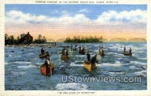 Indians Fishing in Rapids - Sault Ste Marie, Michigan MI Postcard