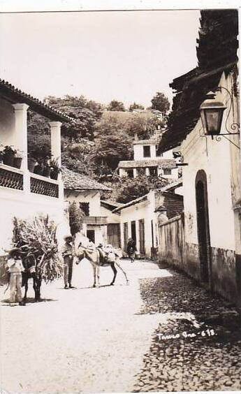 Mexico Taxco Street Scene With Burros REal Photo