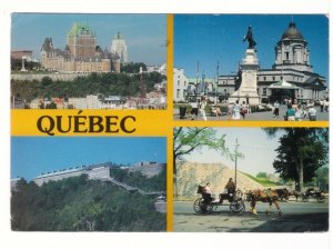 Quebec City, 4 Views, 1995 Postcard, Klussendorf And Inkjet Slogan Cancels