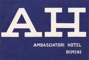 Italy Rimini Ambasciatori Hotel Vintage Luggage Label sk2226