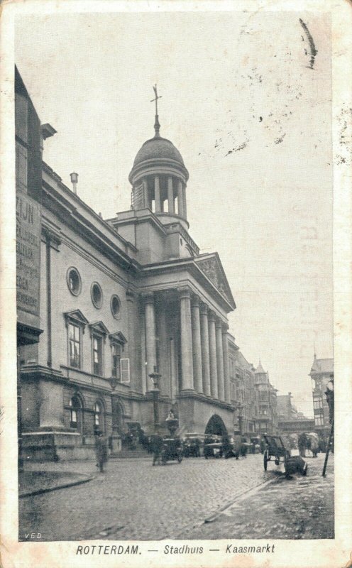 Netherlands Rotterdam Stadhuis Kaasmarkt Vintage Postcard 07.51 