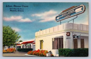 J92/ Phoenix Arizona Postcard Linen Silver Arrow Court Motel  5