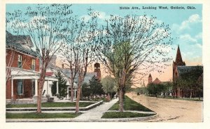 Vintage Postcard Noble Avenue Looking West Street View Houses Guthrie Oklahoma