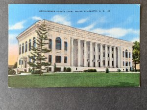 Meckleburg County Court House Charlotte NC Linen Postcard H2177083906