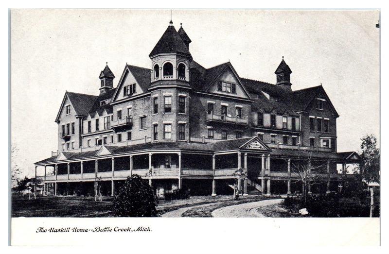 The Haskill/Haskell Home for Orphans, Battle Creek, MI Postcard BURNED DOWN 1909