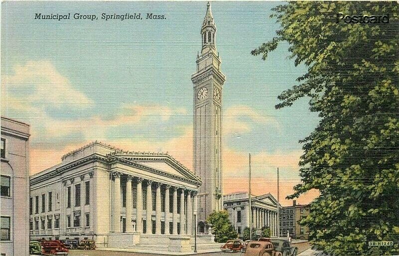 MA, Springfield, Massachusetts, Municipal Group, Curteich No. 1B-H1240 